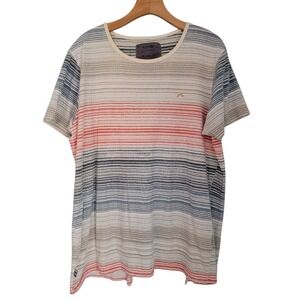 Rusty Surfboards T-Shirt Open Back Short Sleeve Surf Classic Striped Womens Lg